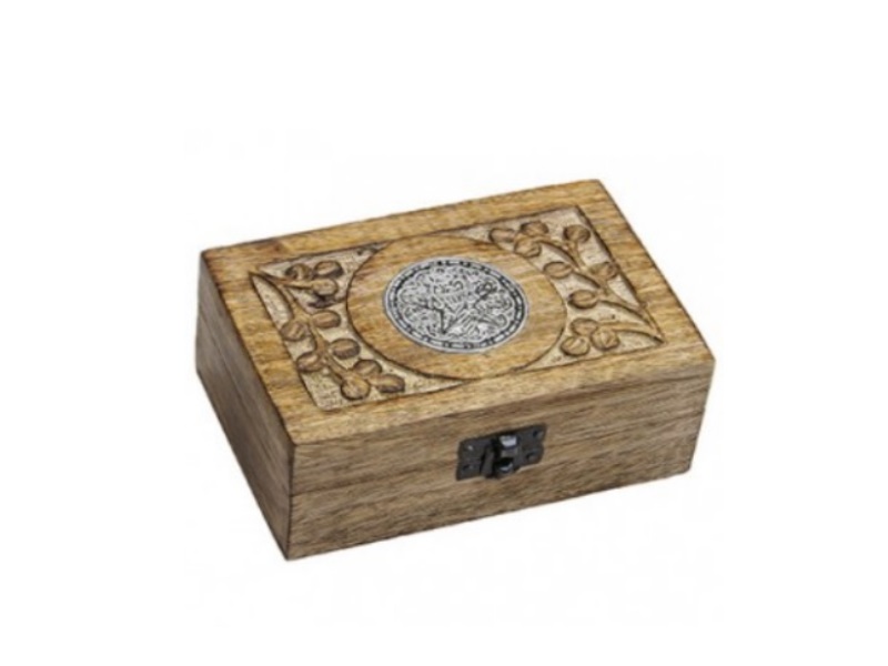 Schmuckkiste Dekokästchen Schatulle  „Indien“ aus Holz silber/braun B15xH6xT10cm