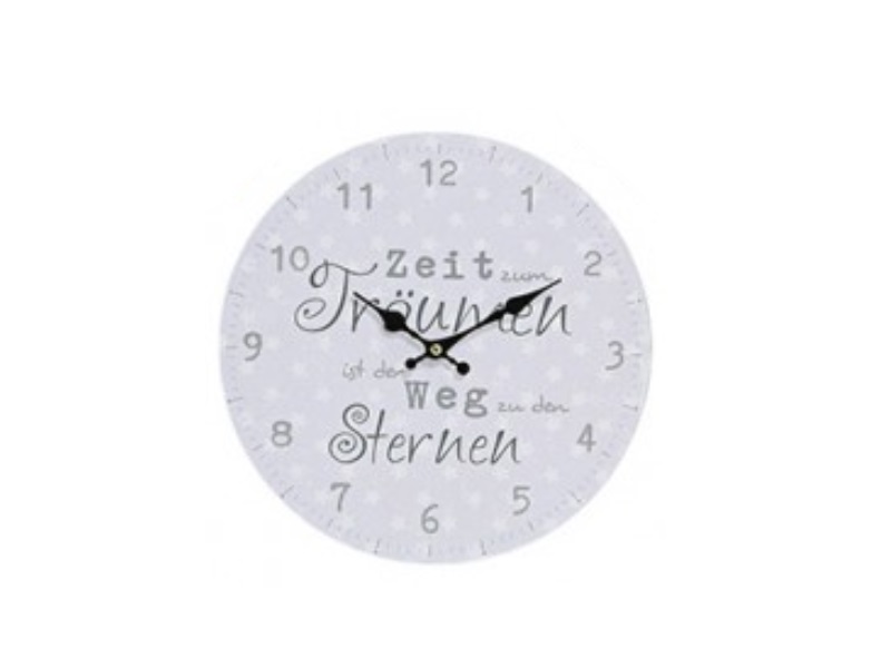 Wanduhr Uhr mit Spruch „Träumen“ aus Faserplatte (Batteriebetrieben ) grau Ø28cm