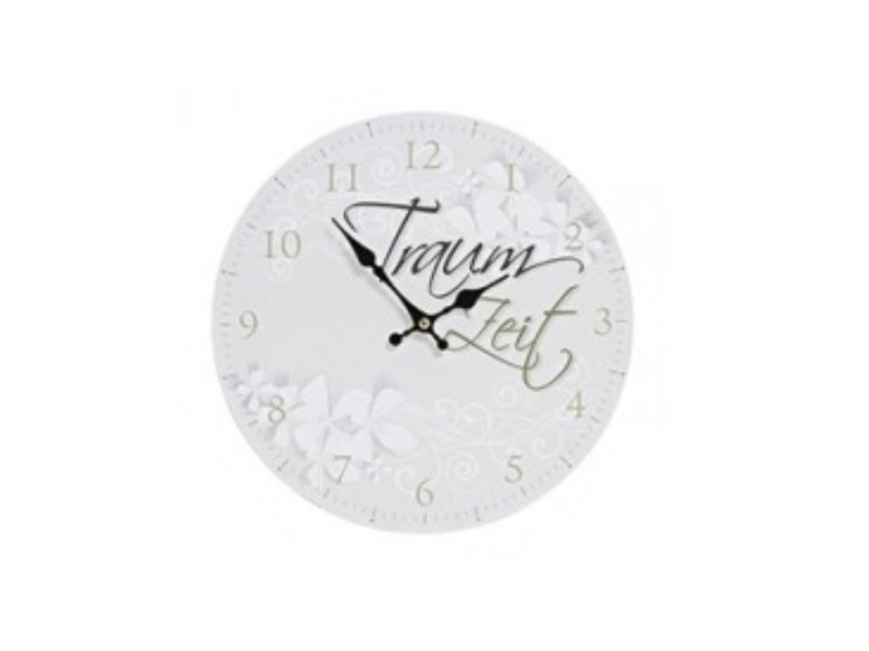 Wanduhr Uhr mit Spruch „Traum Zeit“ aus Faserplatte (Batteriebetrieben ) grün Ø2