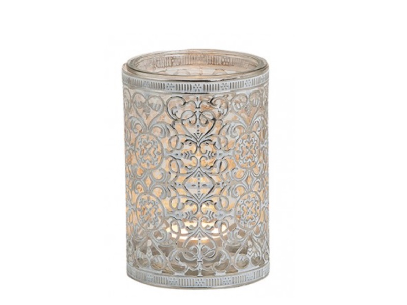 Windlicht „Oriental Romance“ aus Glas/Metall antik silber Ø8xH12cm