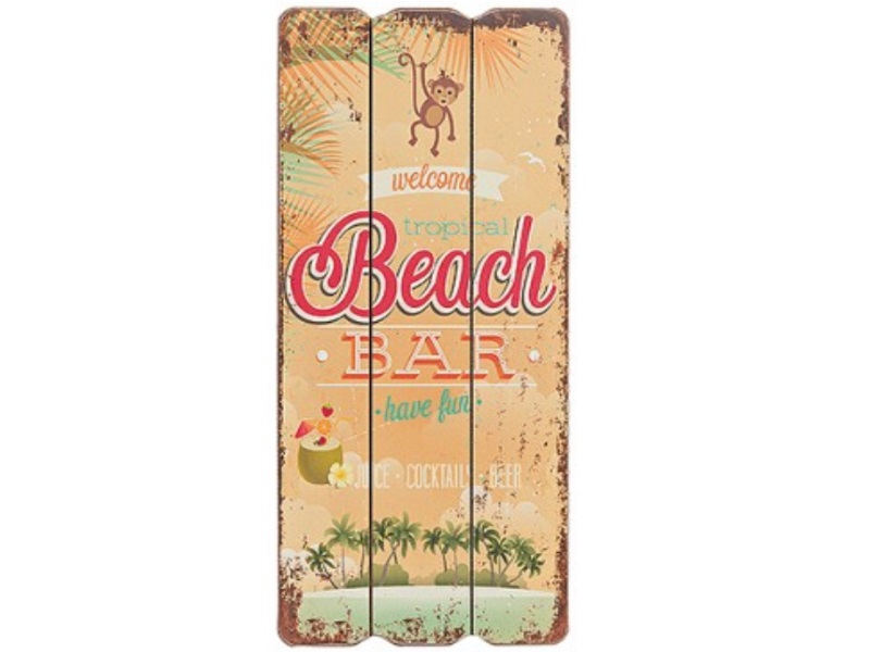 Deko Schild Wandbild „Beach Bar“ aus Holz  -Variante 1 – B15xH34cm