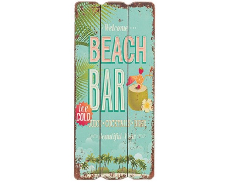 Deko Schild Wandbild „Beach Bar“ aus Holz  -Variante 3 – B15xH34cm