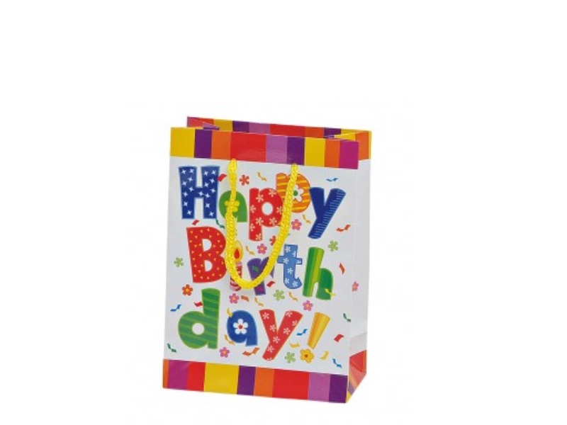 6 Geschenktüten mit Henkel „Happy Birthday“ buntt B11xH16xT6cm