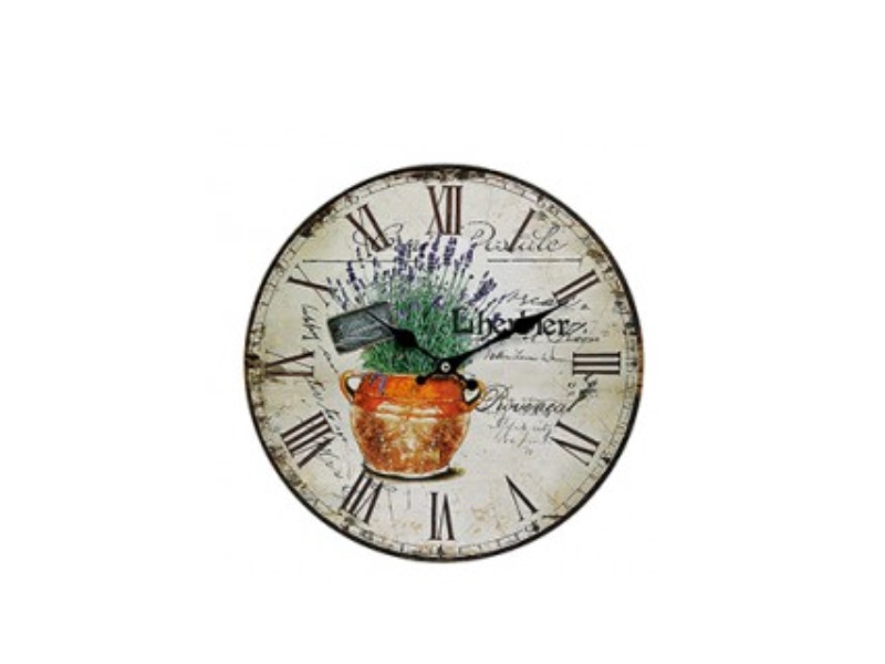 Wanduhr Uhr im Blumen Muster Lavendel aus Holz Variante 4 Ø34cm