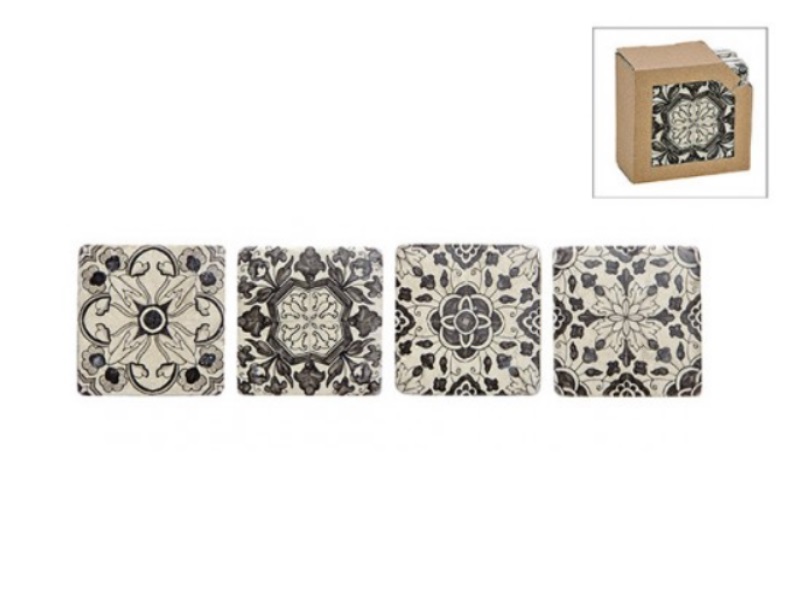 Untersetzer-Set mit Muster „Marokko“ aus Stein grau 4er Set B10xT10cm