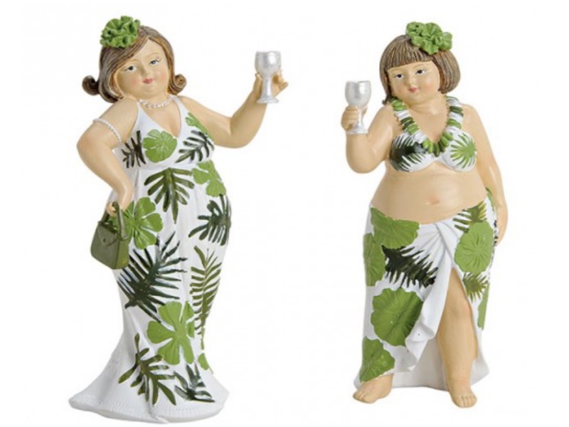 2er Set Deko Figuren „Holiday Ladies“ im Kleid mit Blätter aus Poly B8xH21xT8cm