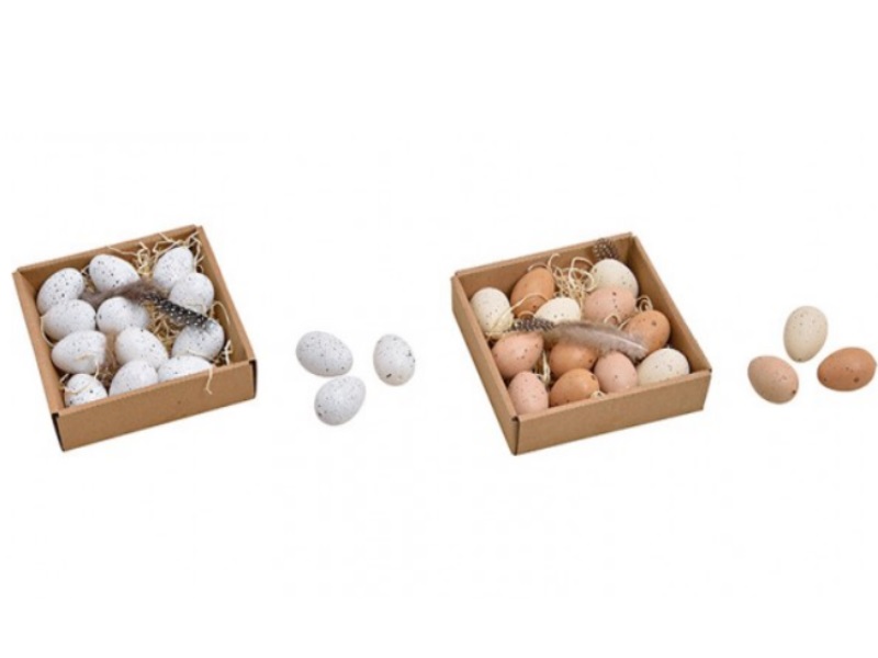 Ostereier Mini-Eier 24er Set 2fach sortiert aus Kunststoff weiß/braun Ø3xH4cm