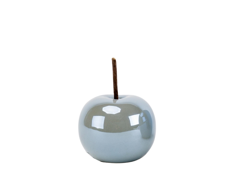 Deko-Apfel aus Keramik - Lüster grau Ø8,5xH10cm