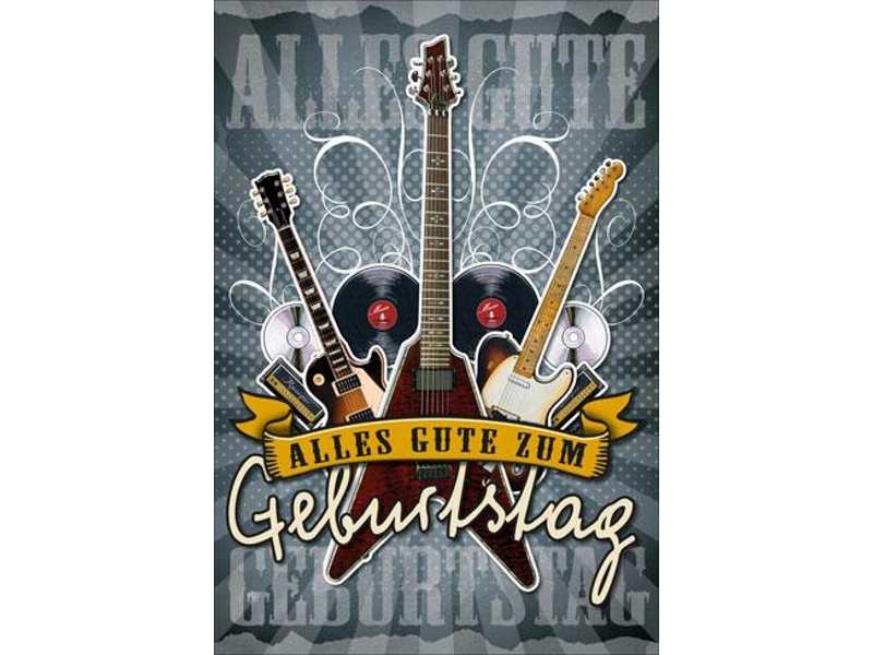 Grusskarten Gluckwunschkarte Geburtstagskarte Klappkarte Mit Briefumschlag Alles Gute Zum Geburtstag Motiv Gitarre Hohe 17 5 X Breite 11 5cm