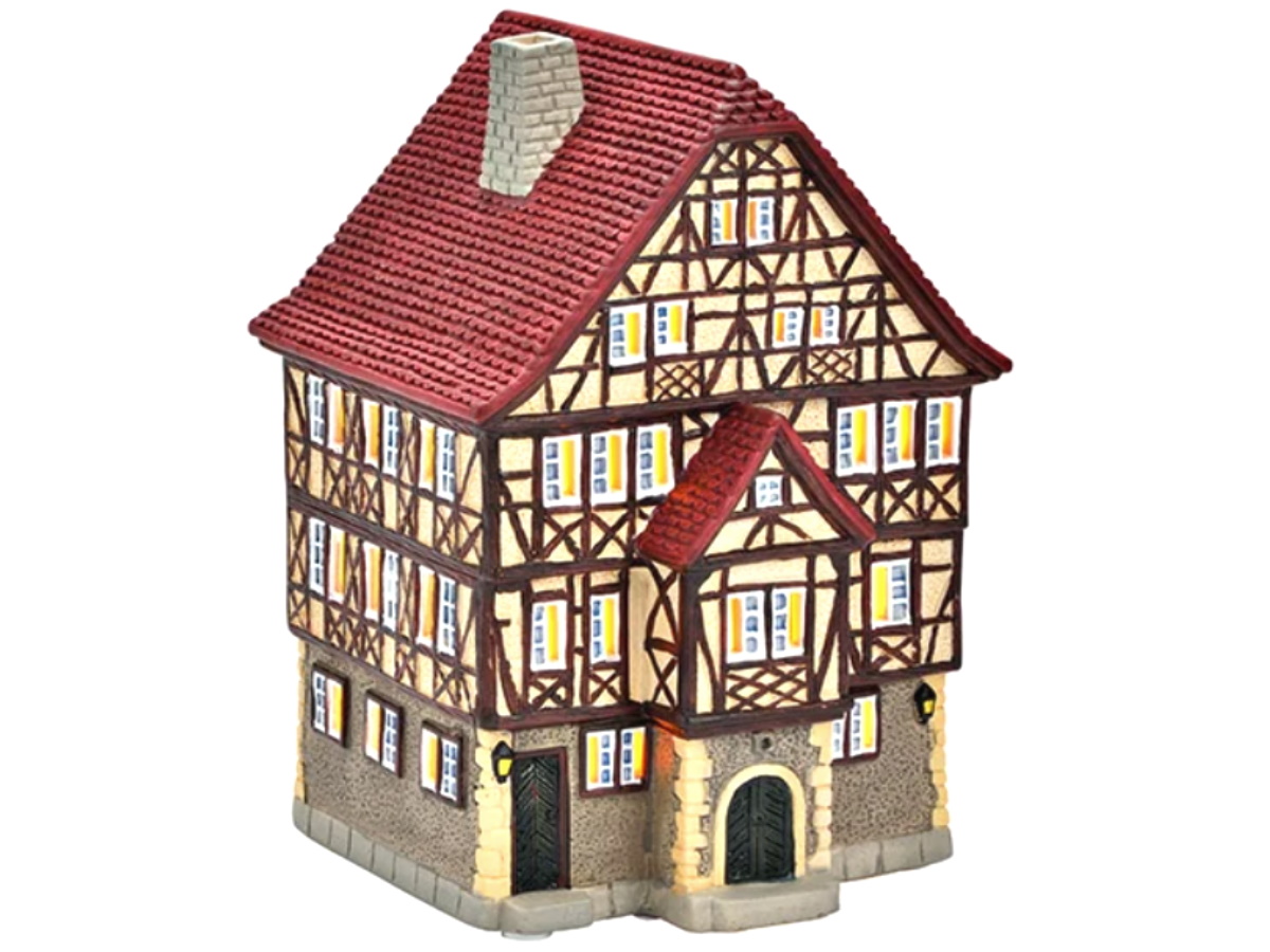 Bad Wimpfen aus Porzellan – Windlicht Lichthaus Miniatur-Modell - B12 x H18 x T12