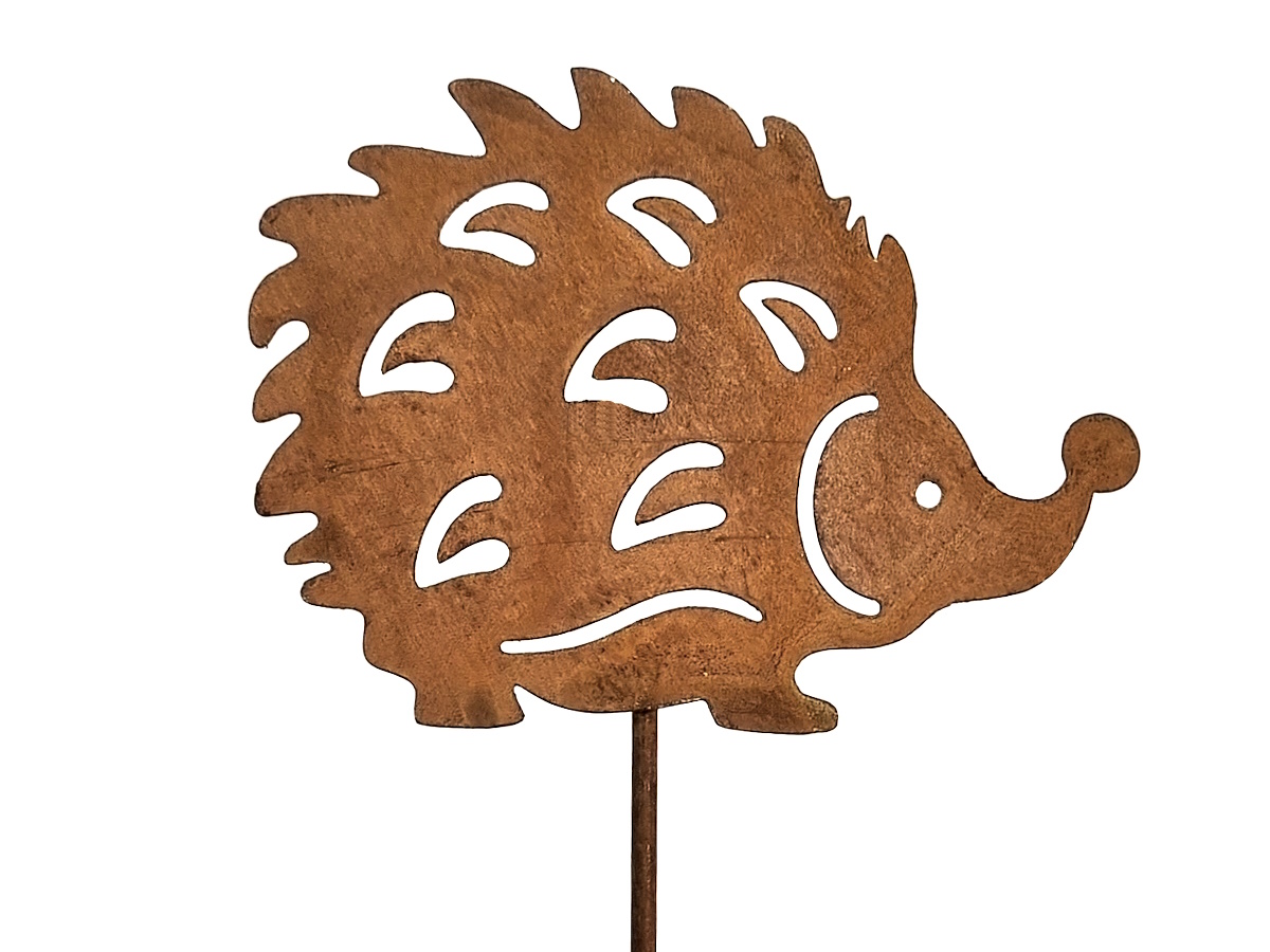 6 Dekostecker " Süße Igel " Blumenstecker aus Metall - Höhe 25 cm